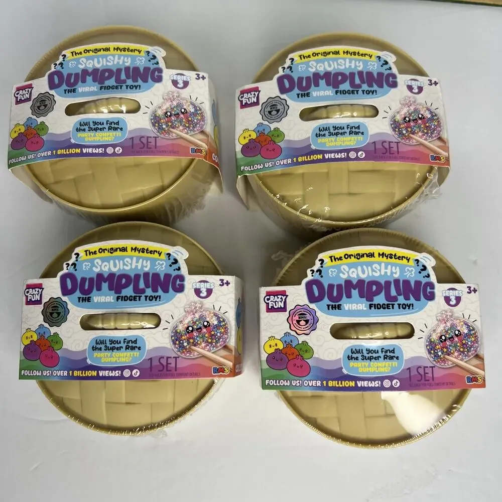 4x RMS Squishy DUMPLING Series 3 Mystery Viral Fidget Toy PARTY CONFETTi Edition